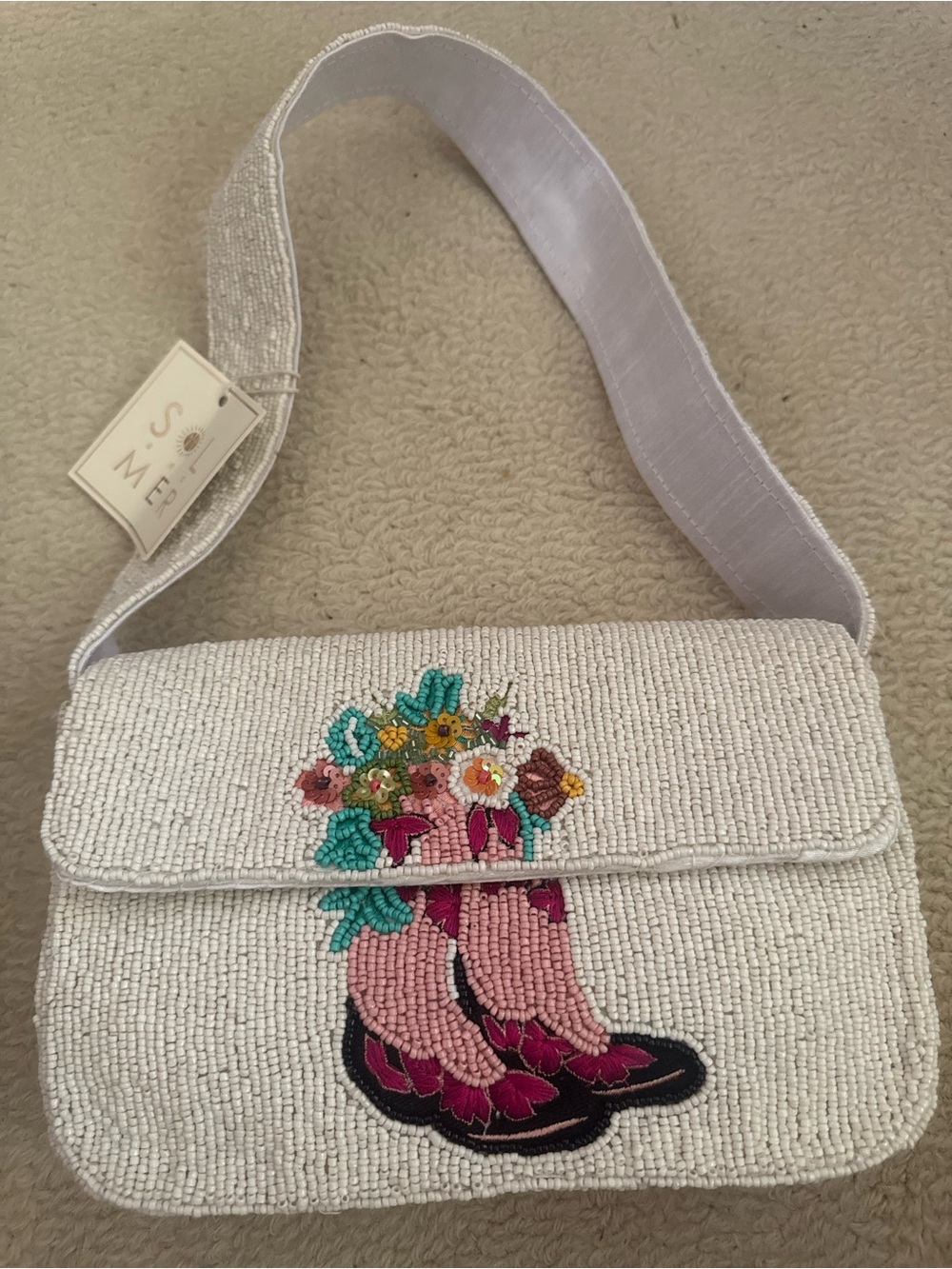 Viral beaded bag - sol and mer cowboy boot and flowers